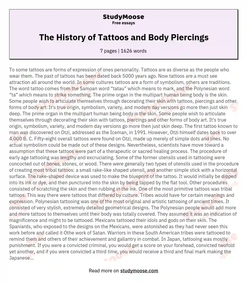 The History of Tattoos and Body Piercings
