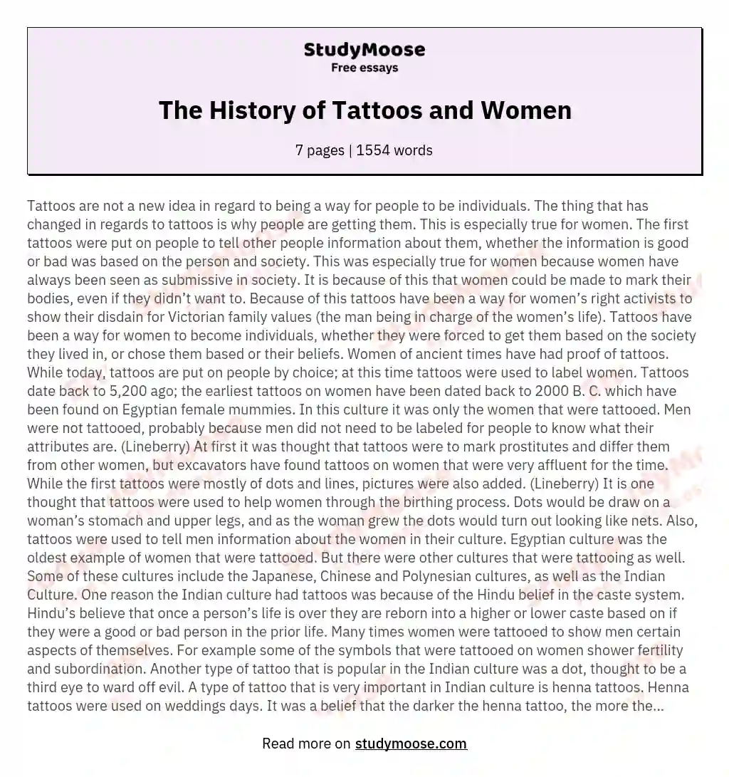 The History of Tattoos and Women essay