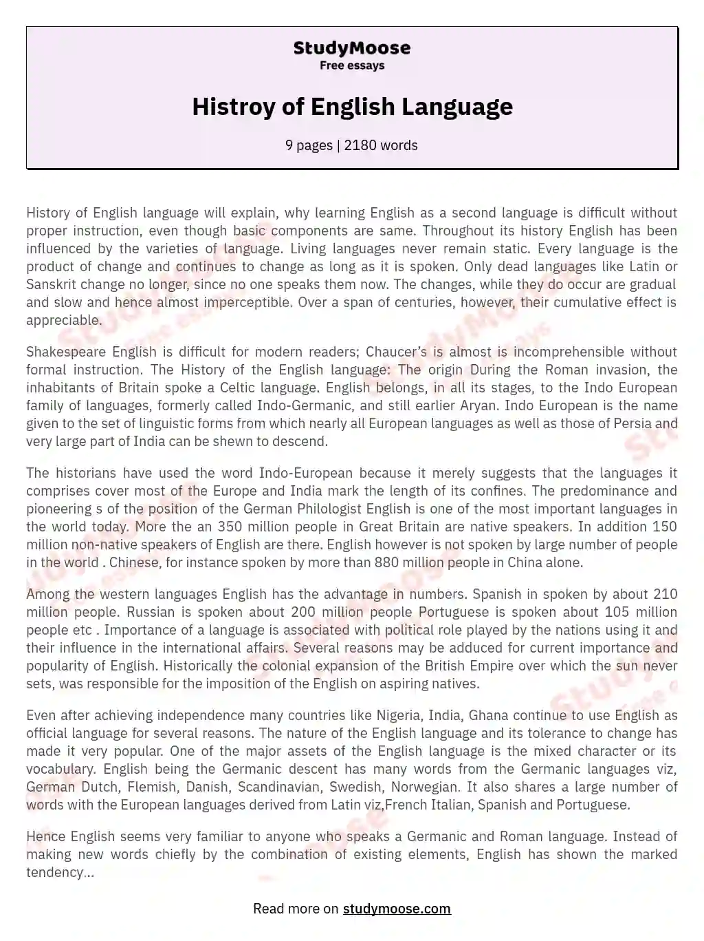essay on english language pdf