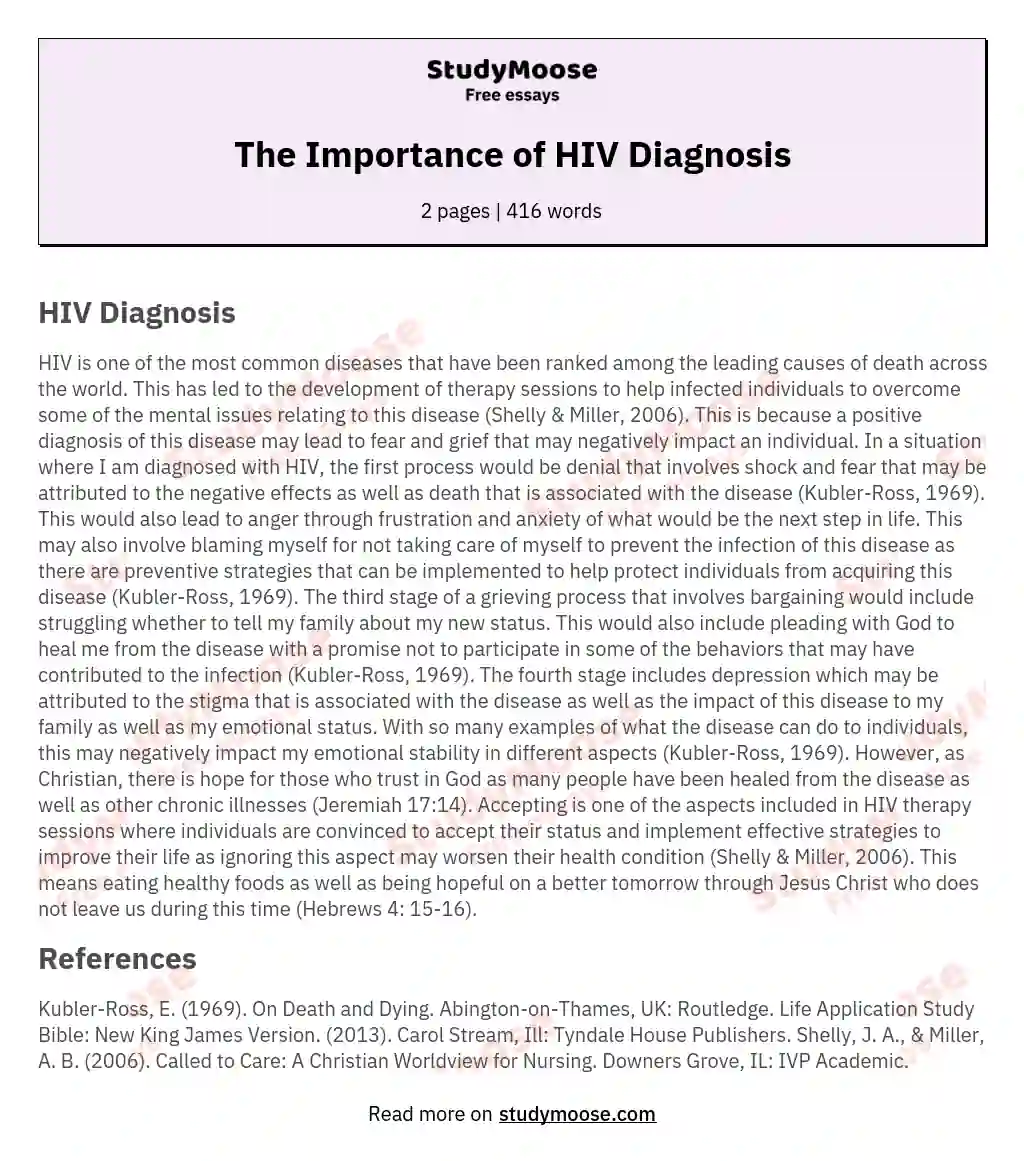 The Importance of HIV Diagnosis essay