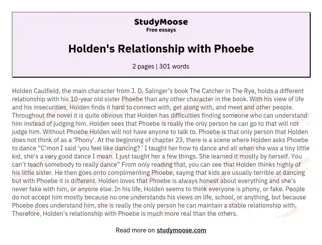 Holden's Relationship with Phoebe essay
