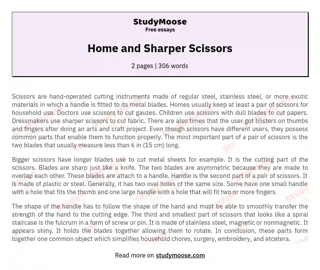 Home and Sharper Scissors essay