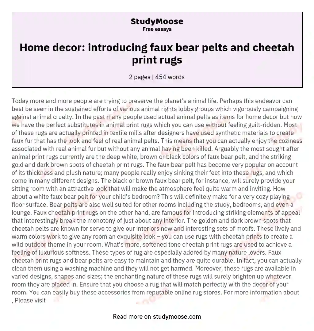 Home decor: introducing faux bear pelts and cheetah print rugs essay