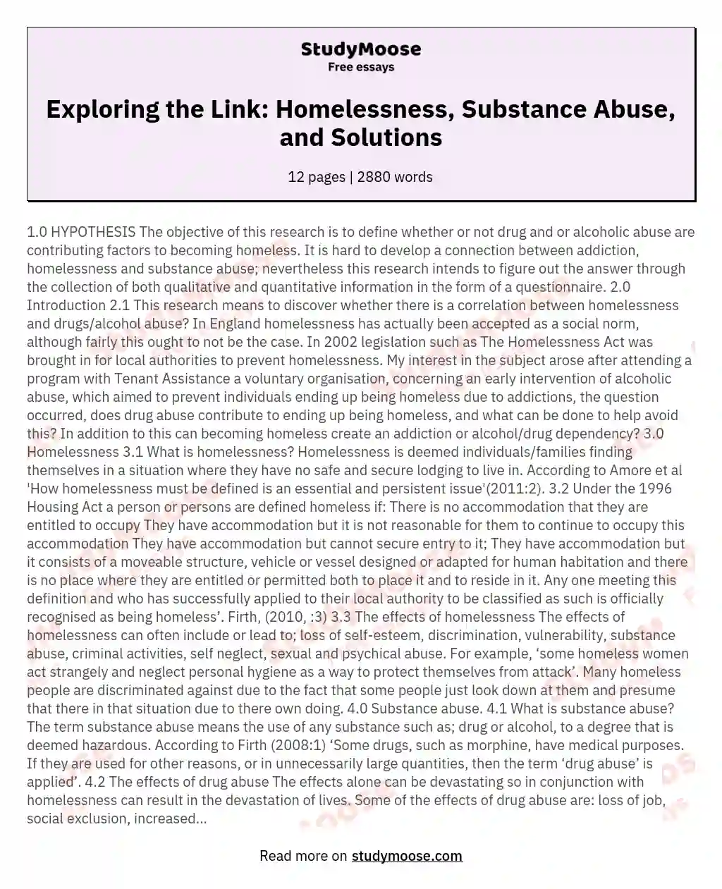 Реферат: Homelessness Essay Research Paper HOMELESSNESSDefining where the