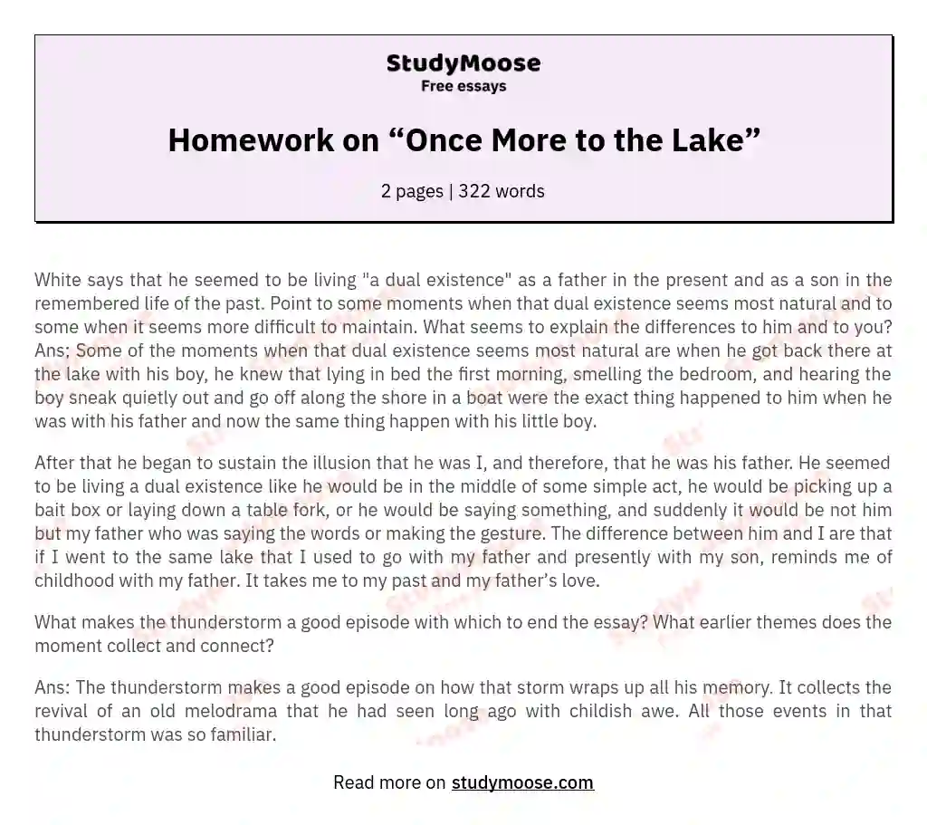 Homework on “Once More to the Lake”