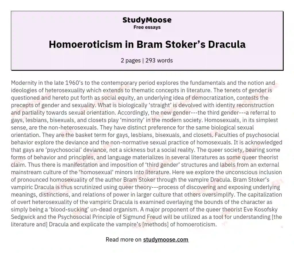 Homoeroticism in Bram Stoker’s Dracula