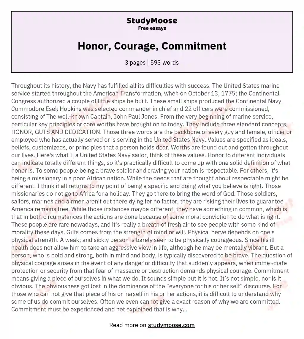 Honor, Courage, Commitment essay