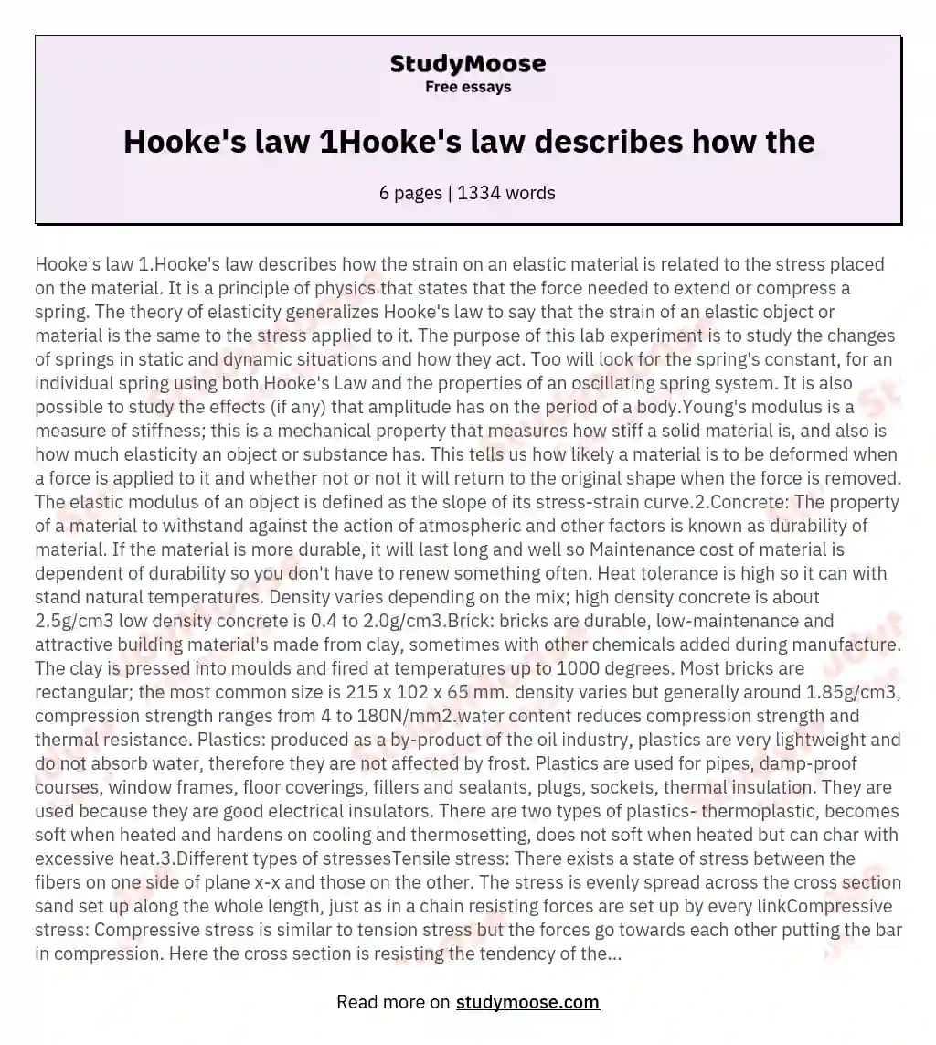 Hooke's law 1Hooke's law describes how the