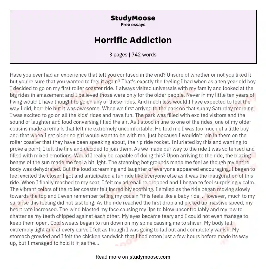Horrific Addiction essay
