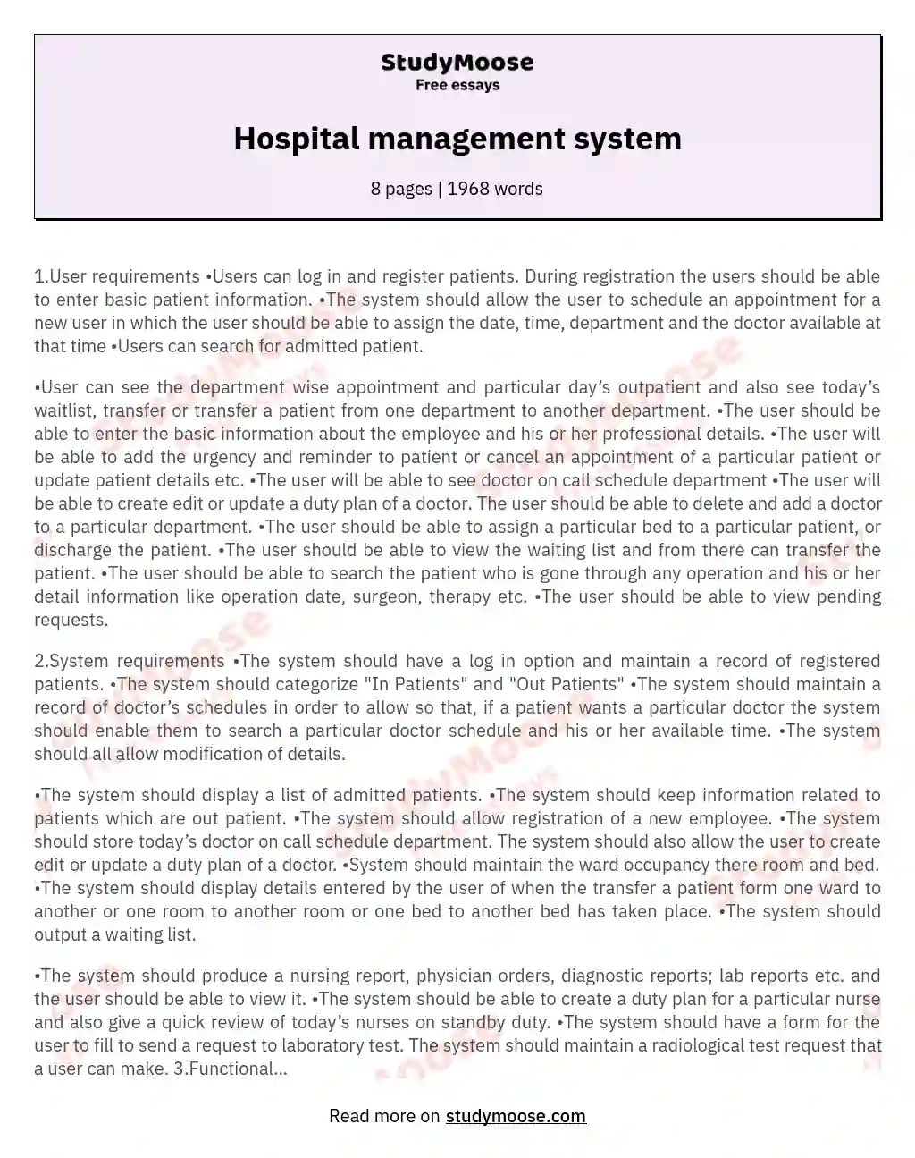 hospital paragraph