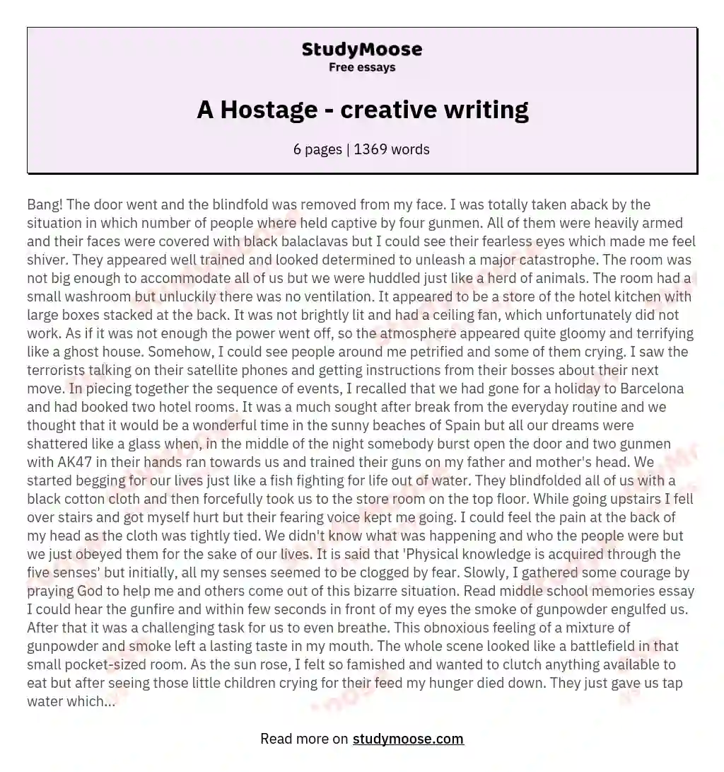 A Hostage - creative writing essay