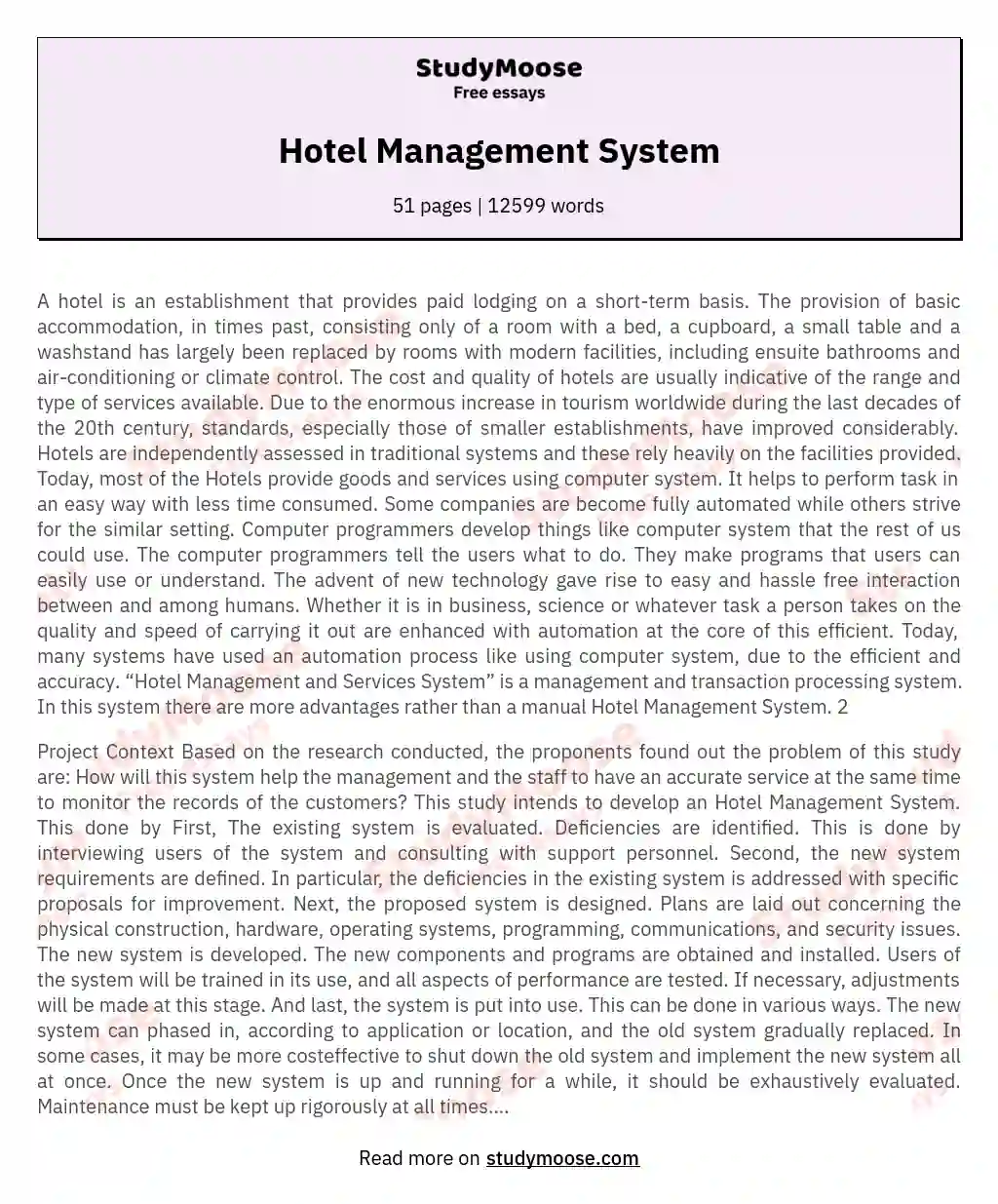 my dream job essay hotel manager