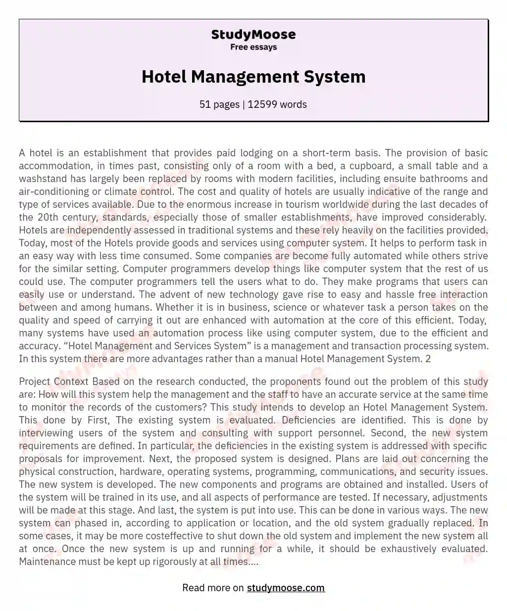  Essay On Hotel Management Essay On Hotel Management 2022 10 27