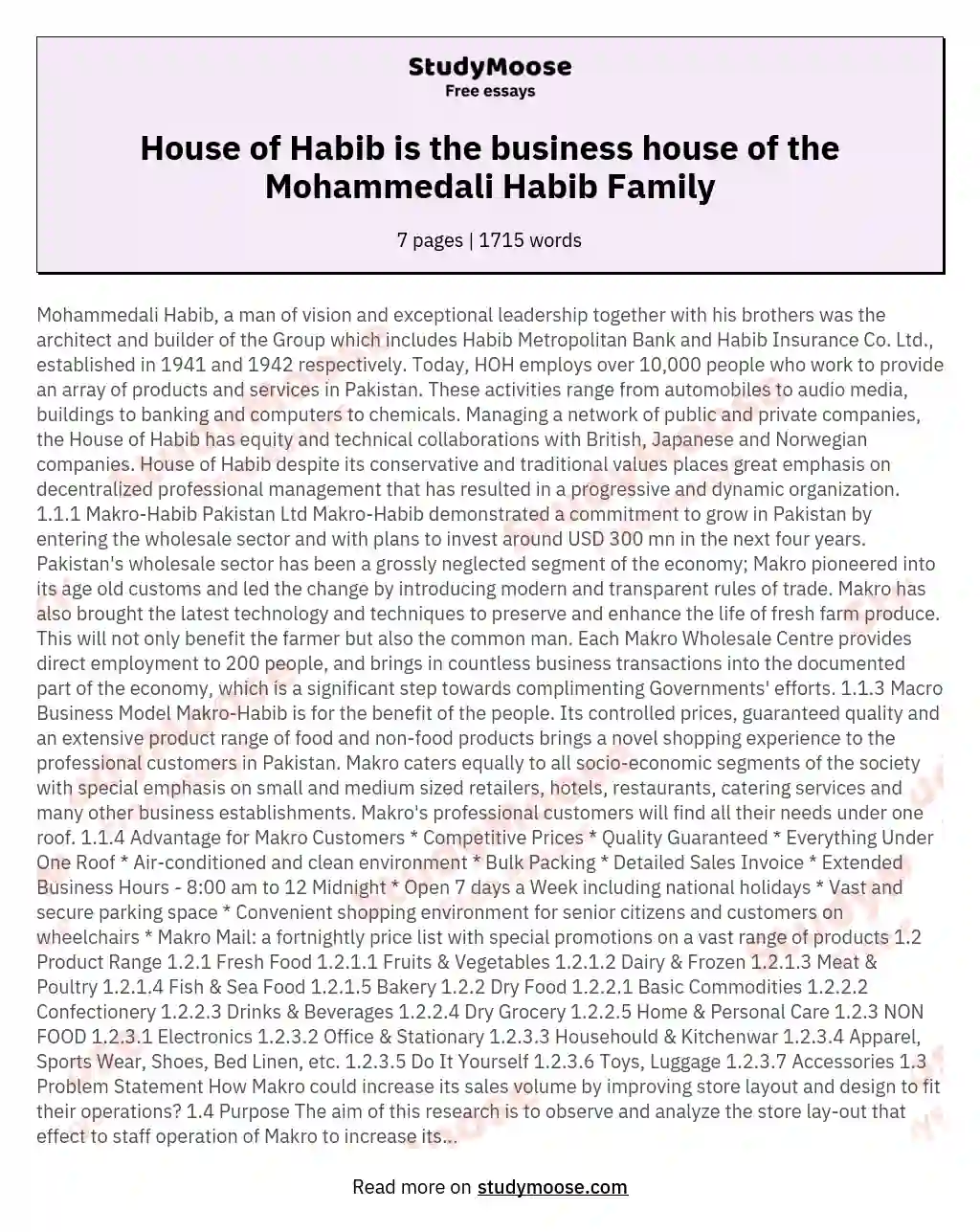 House of Habib is the business house of the Mohammedali Habib Family