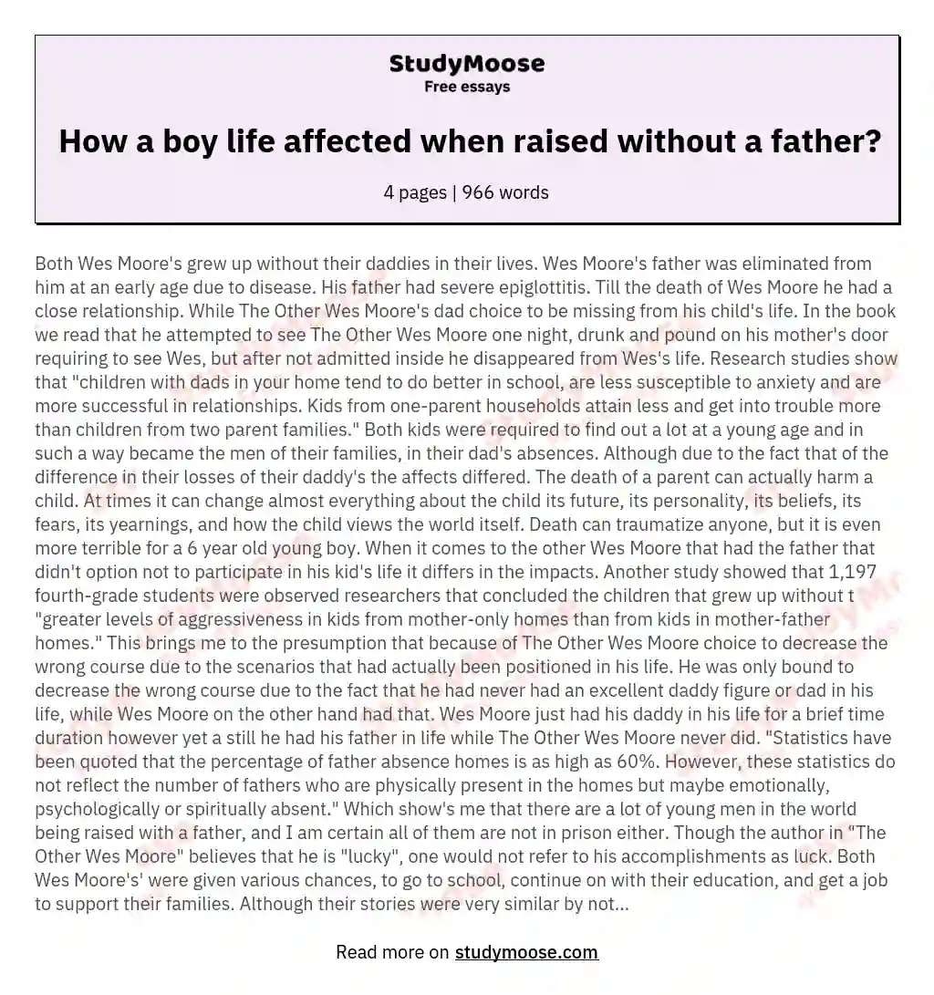 essays about growing up without a father