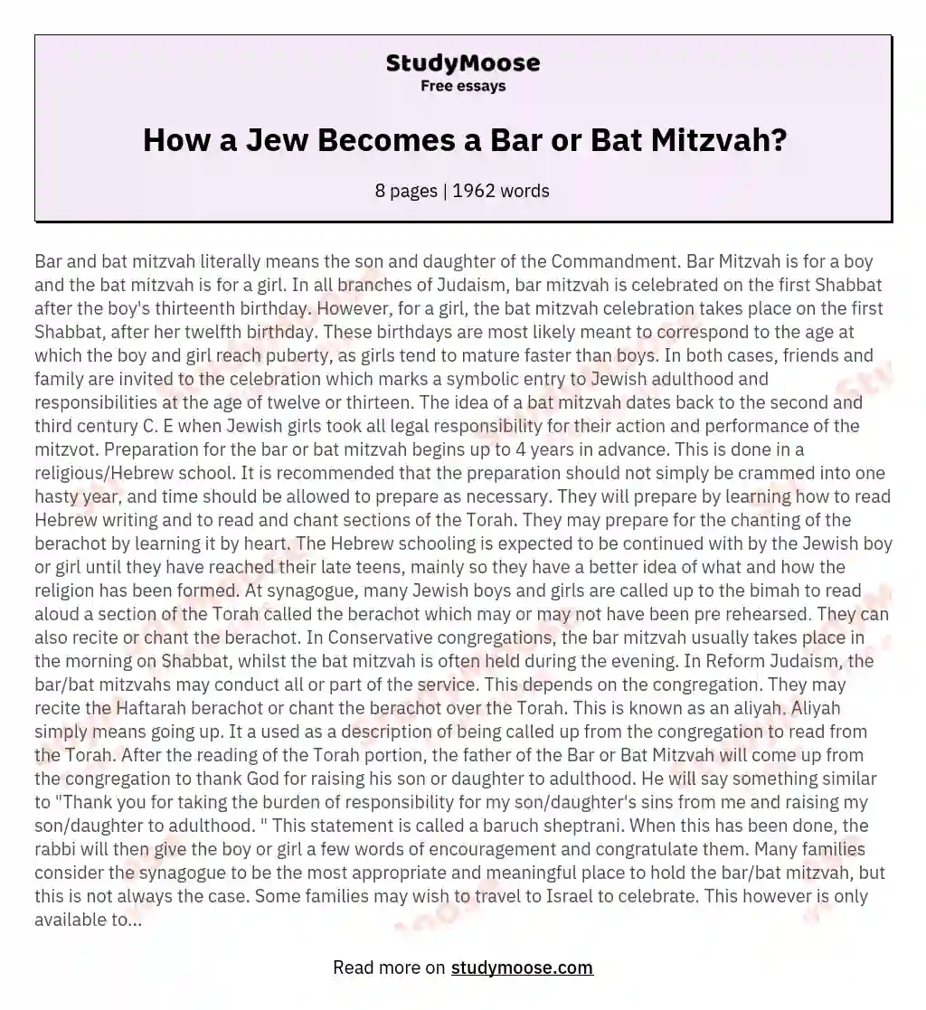How a Jew Becomes a Bar or Bat Mitzvah?