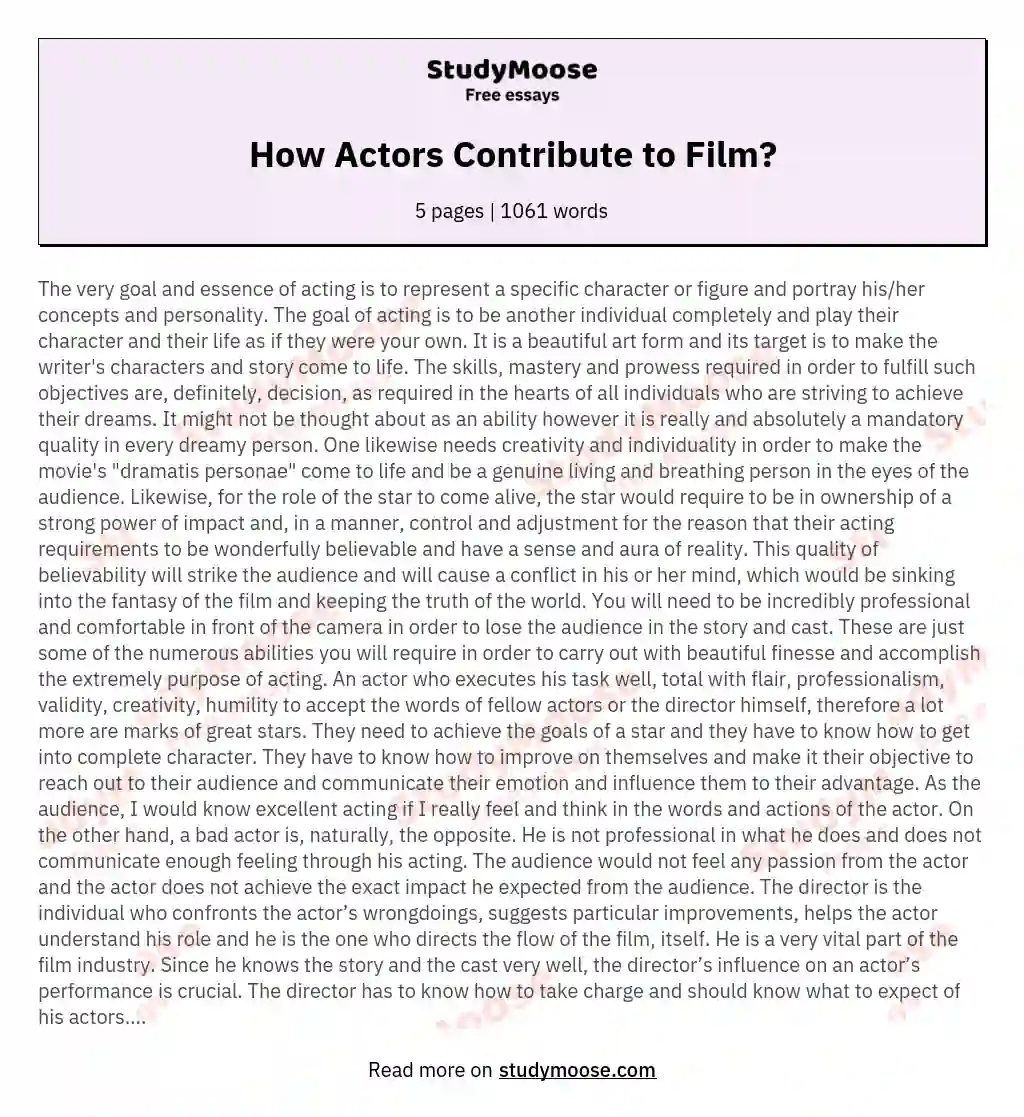 How Actors Contribute to Film?