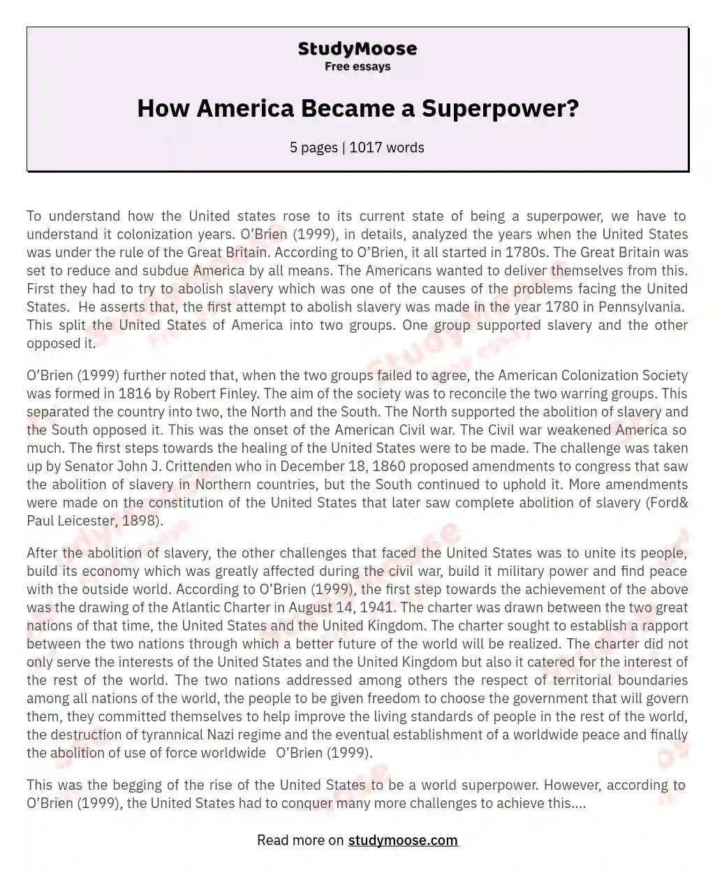 How America Became a Superpower?