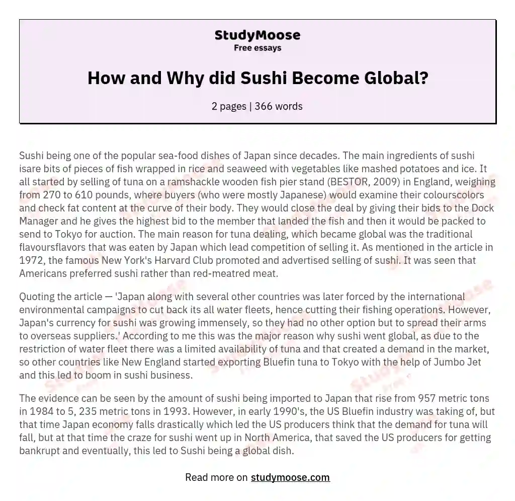 How and Why did Sushi Become Global?