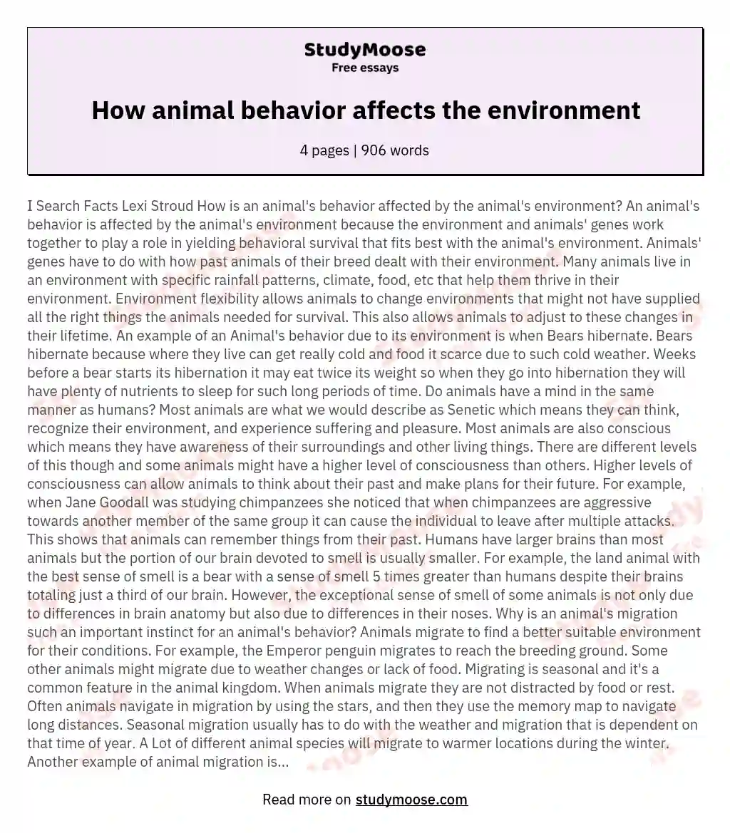 How animal behavior affects the environment