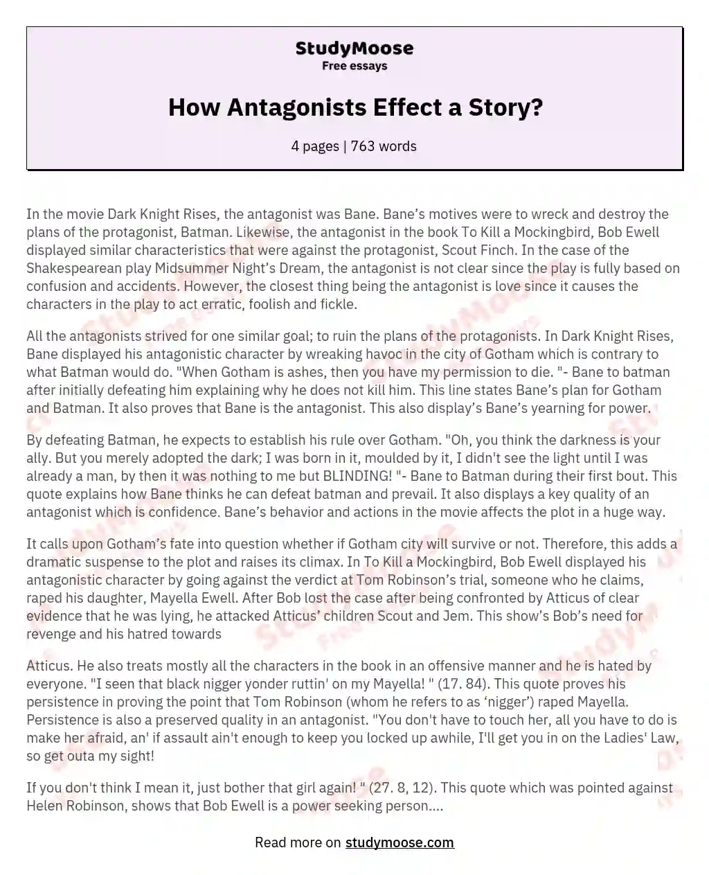 How Antagonists Effect a Story? essay