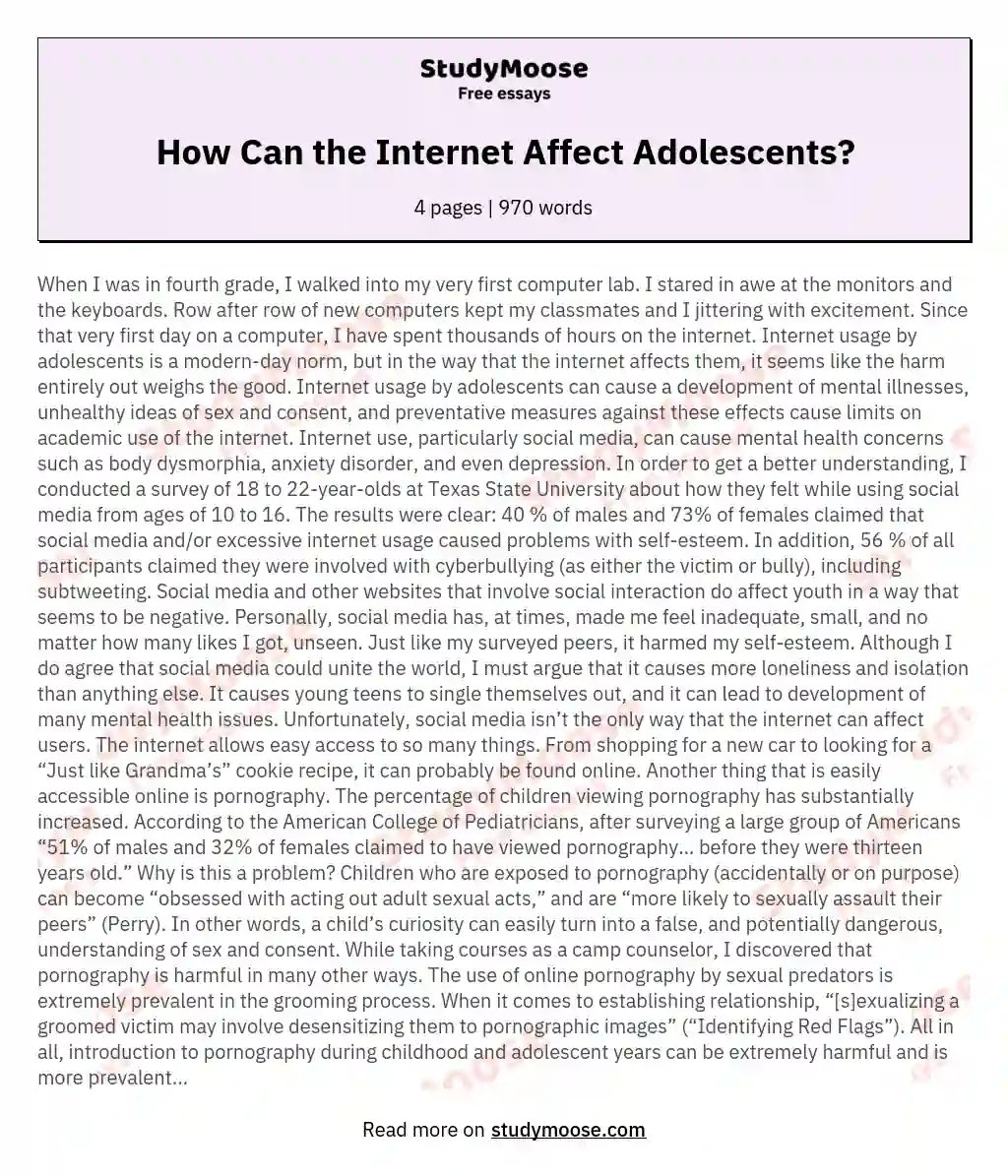 How Can the Internet Affect Adolescents? essay
