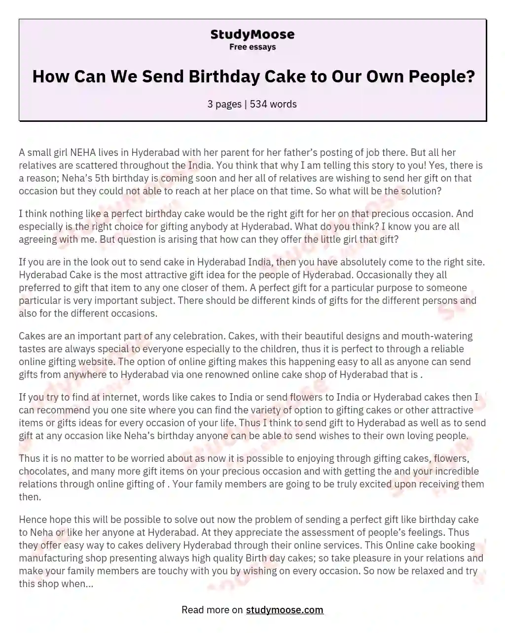 a special birthday present essay