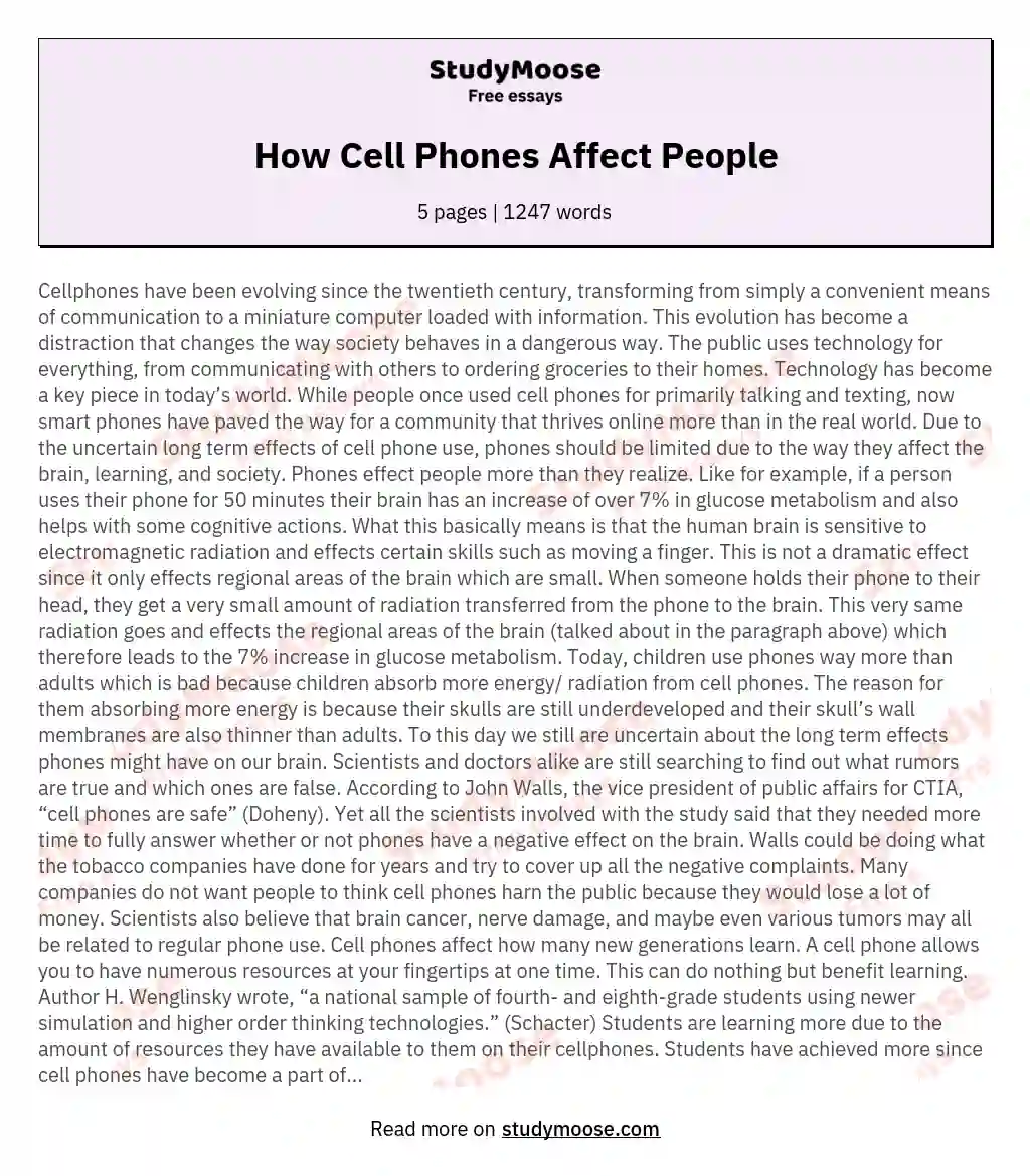 How Cell Phones Affect People essay