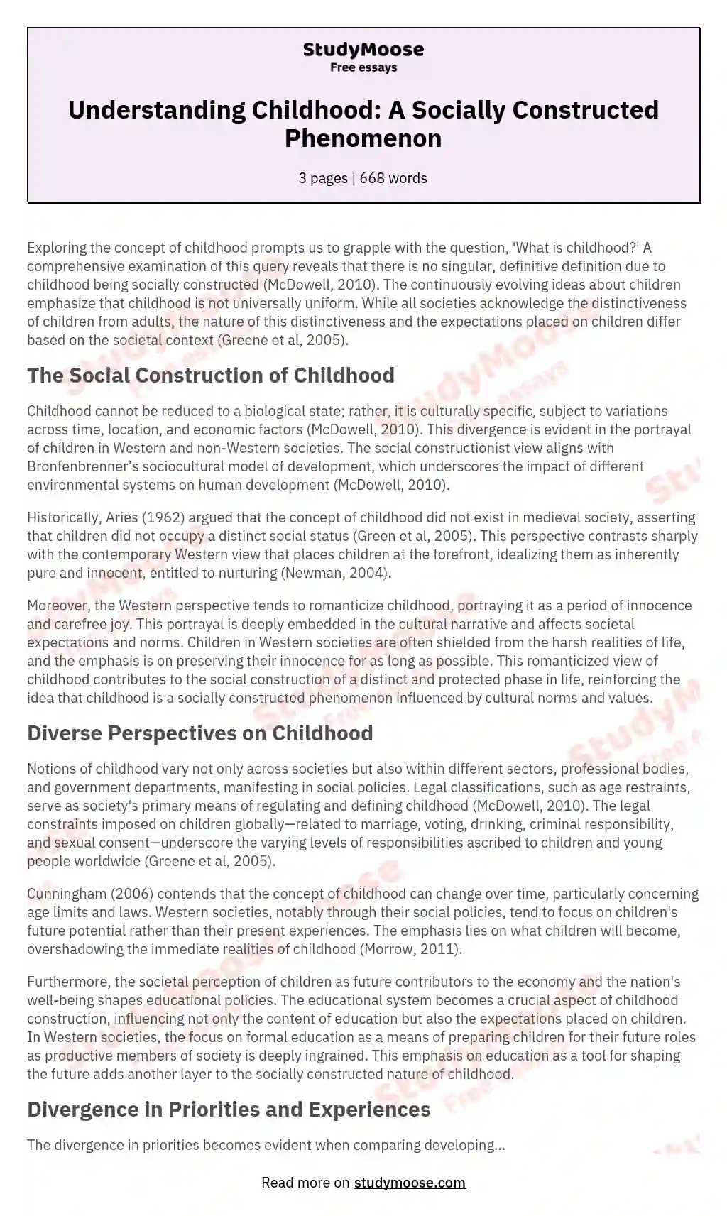 How childhood is socially constructed?