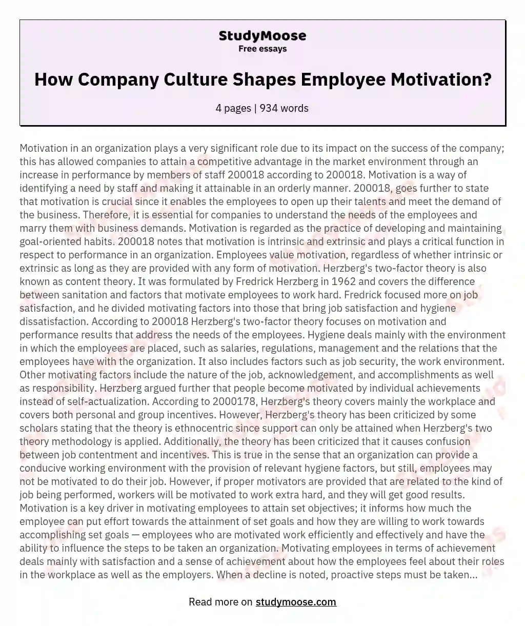 How Company Culture Shapes Employee Motivation?