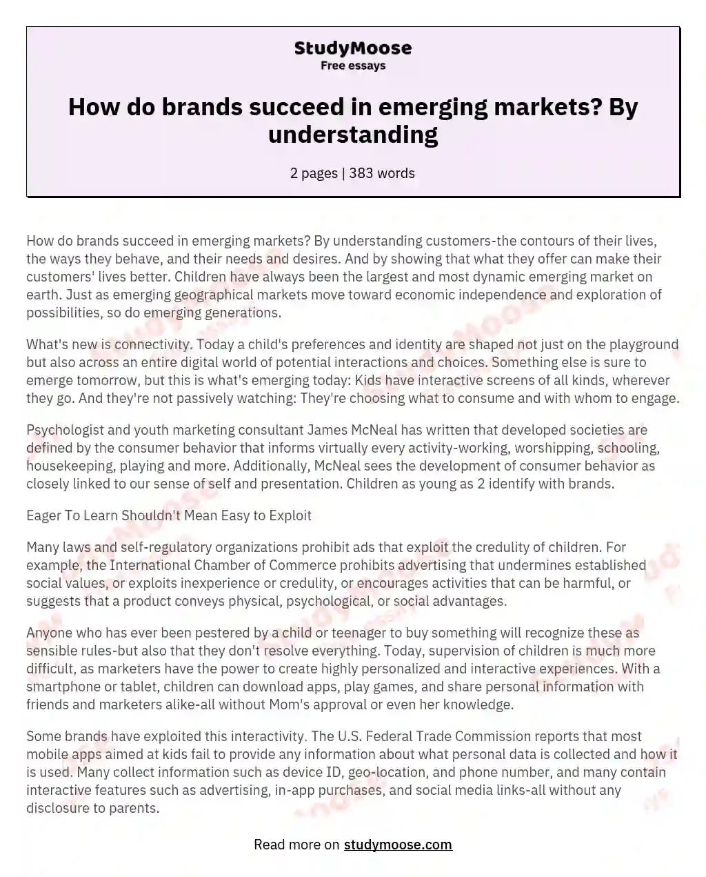 How do brands succeed in emerging markets? By understanding essay