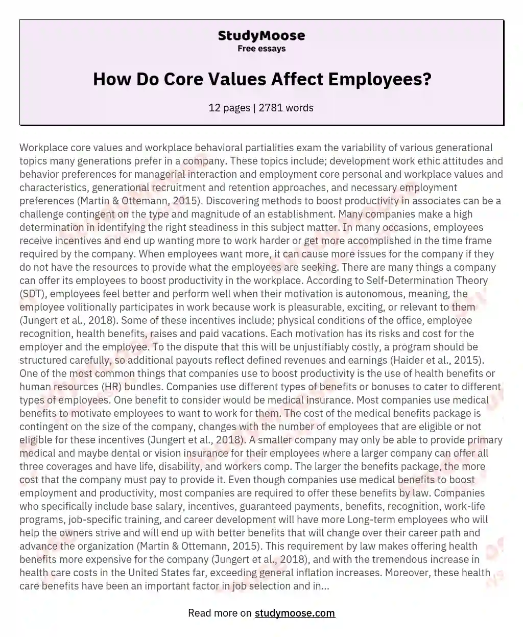 How Do Core Values Affect Employees? essay