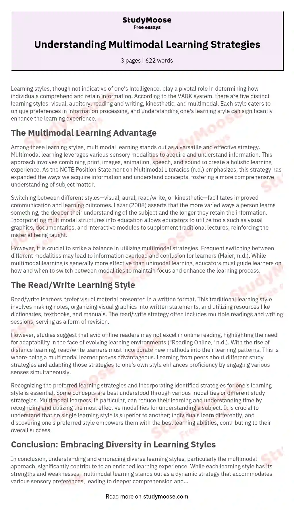 online and modular learning essay