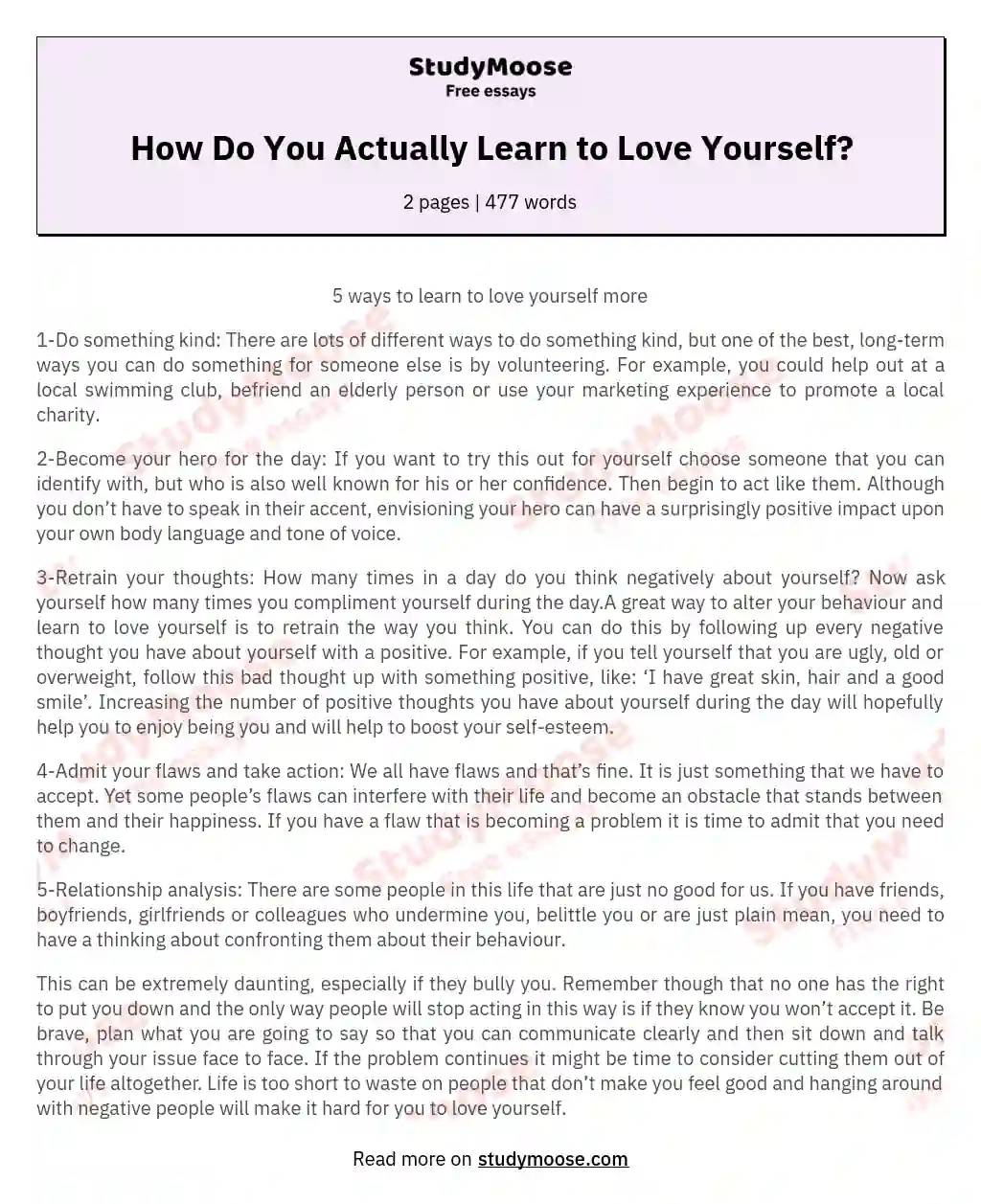 do you love yourself essay