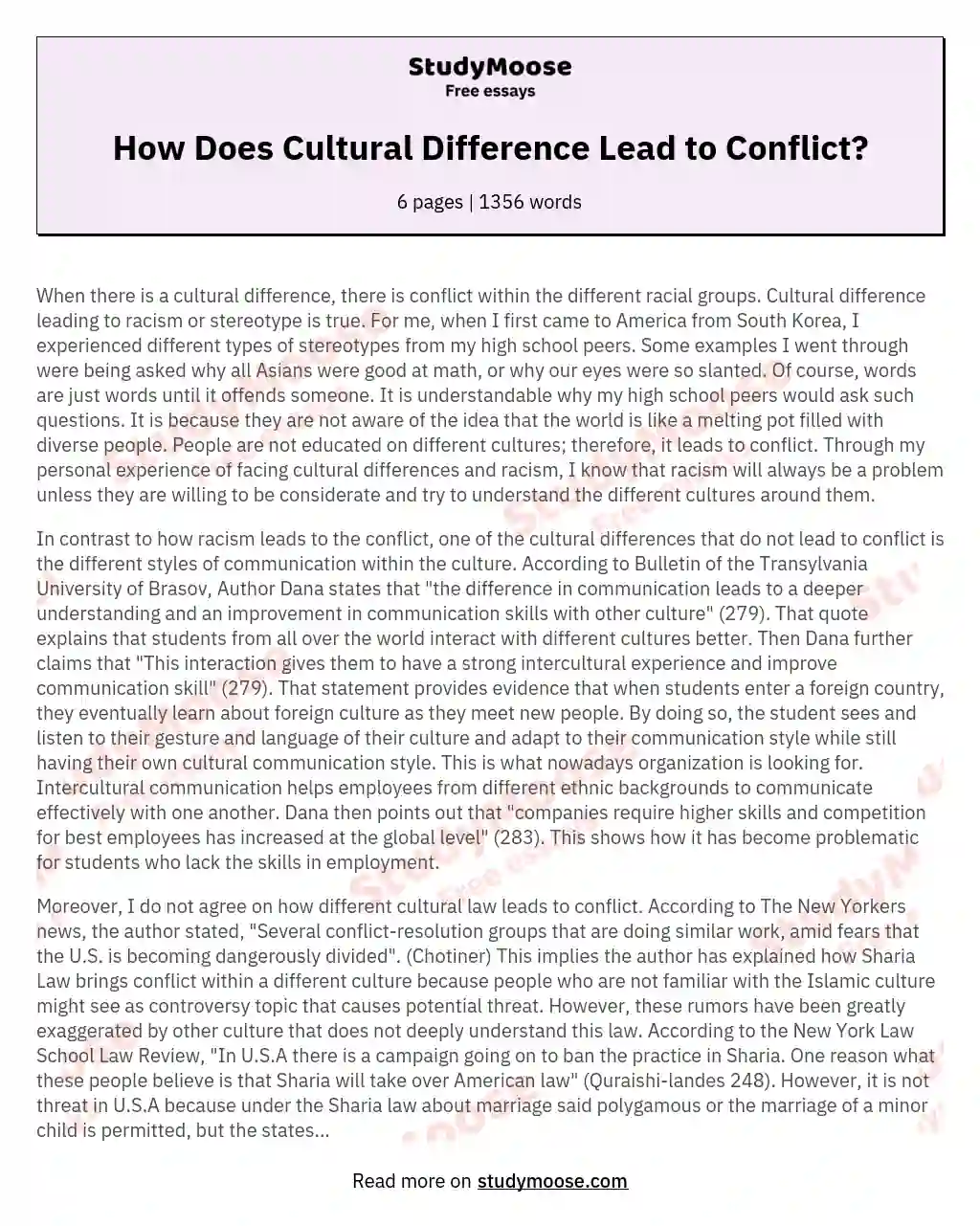 How Does Cultural Difference Lead to Conflict?