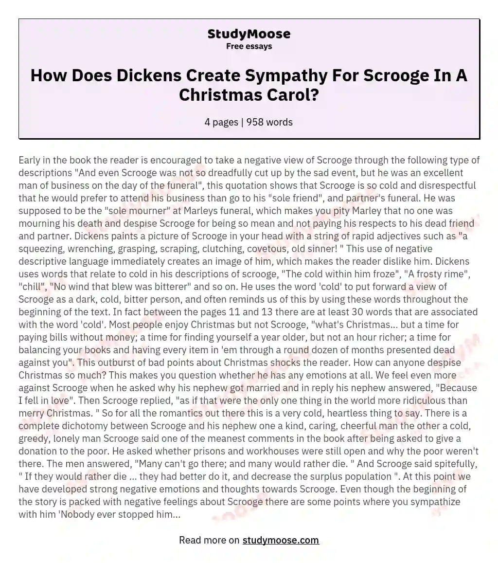 How Does Dickens Create Sympathy For Scrooge In A Christmas Carol?