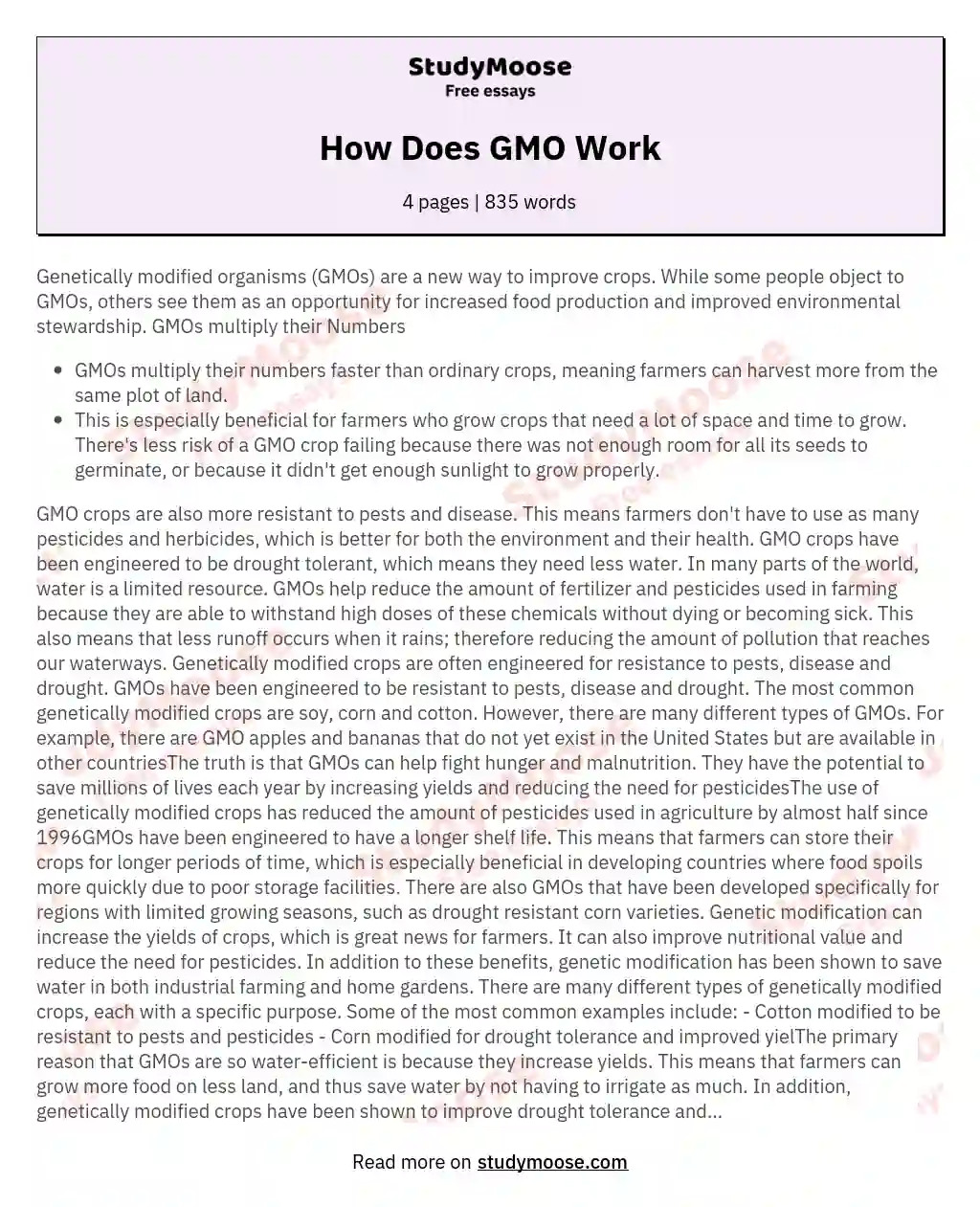 How Does GMO Work essay