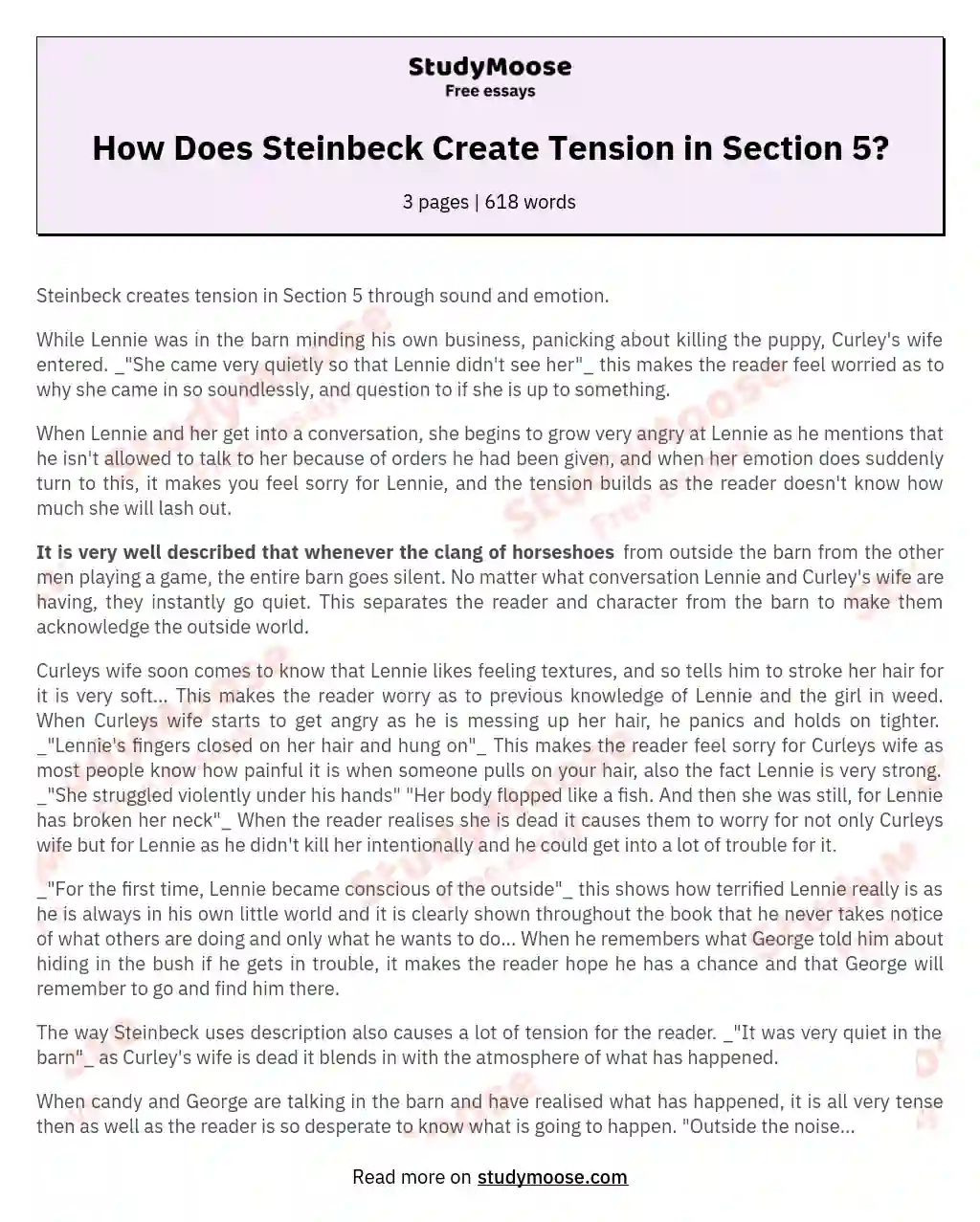 How Does Steinbeck Create Tension in Section 5? essay