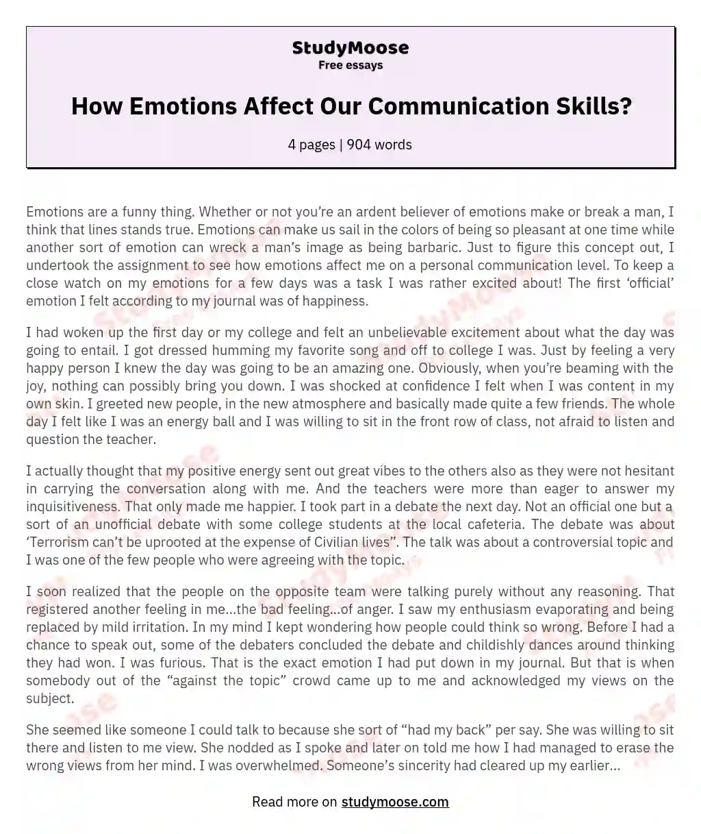 How Emotions Affect Our Communication Skills? essay