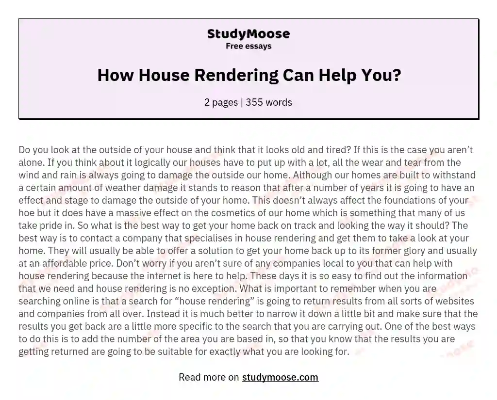 How House Rendering Can Help You? essay