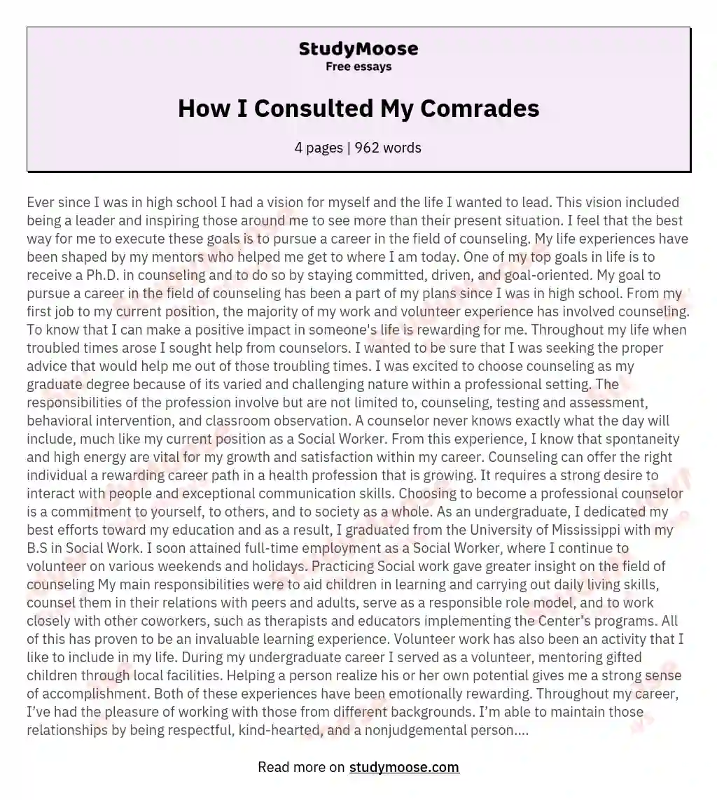 How I Consulted My Comrades essay