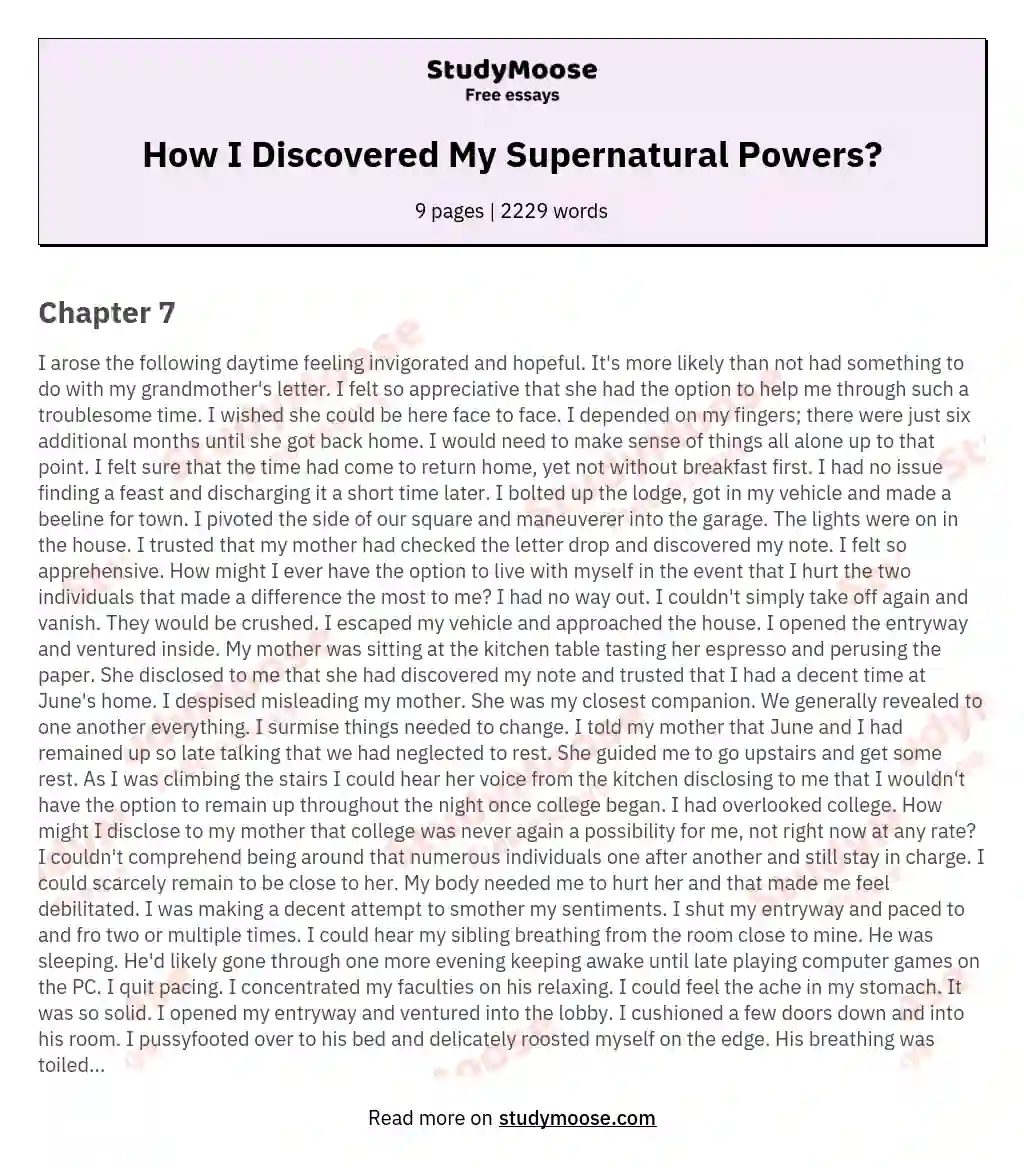 How I Discovered My Supernatural Powers? essay