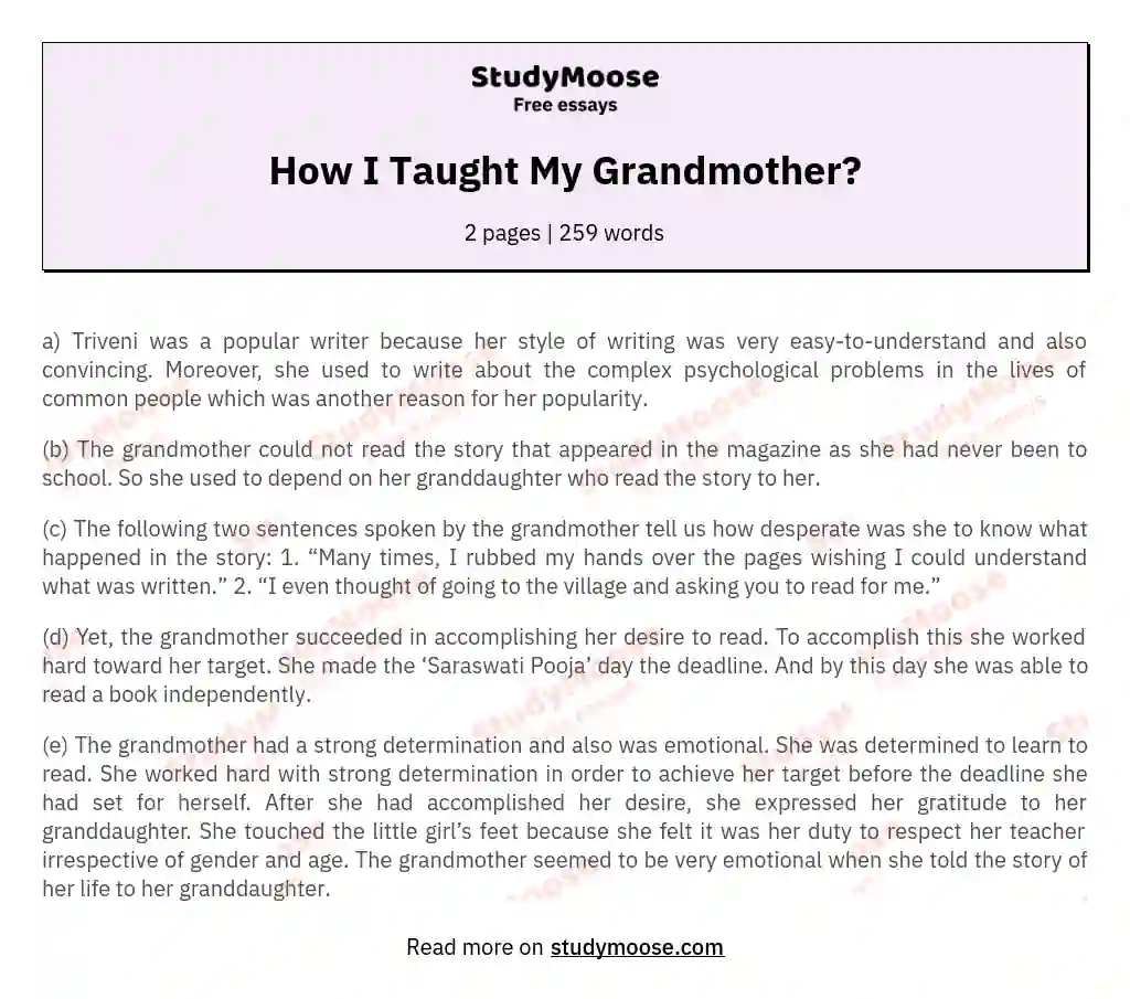 me and my grandmother essay