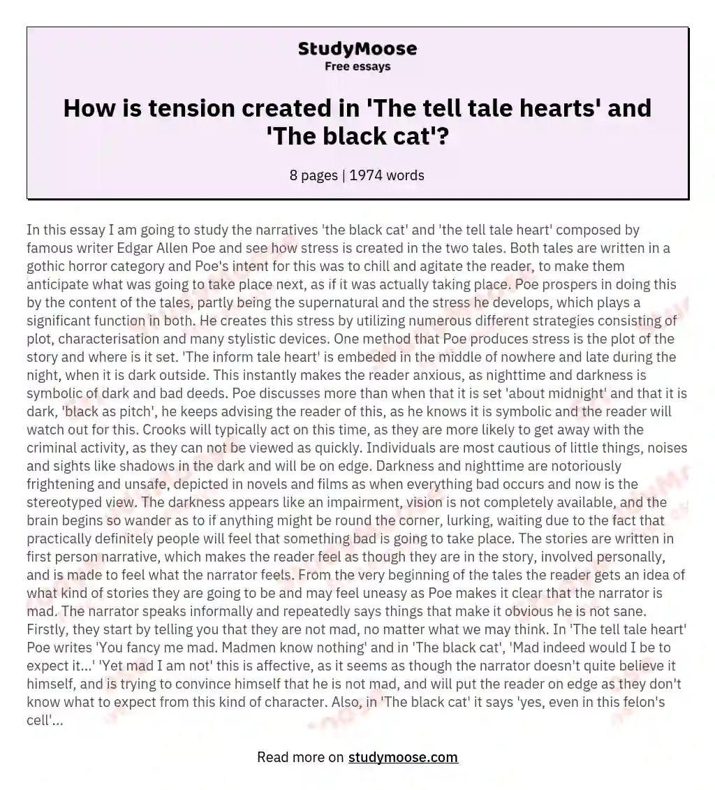 How is tension created in 'The tell tale hearts' and 'The black cat'?
