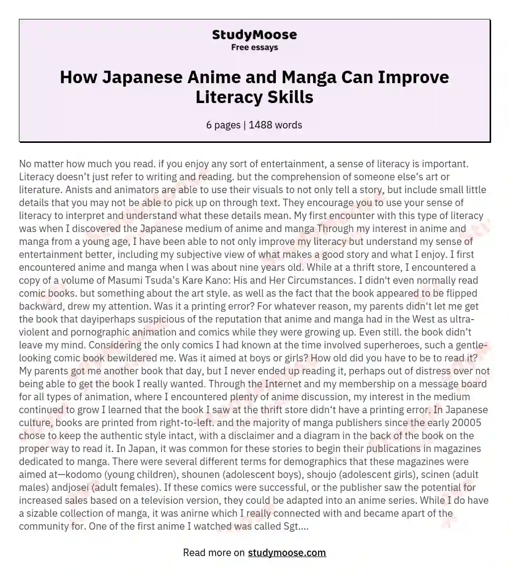 Anime Literacy Through Genres and Cultures essay