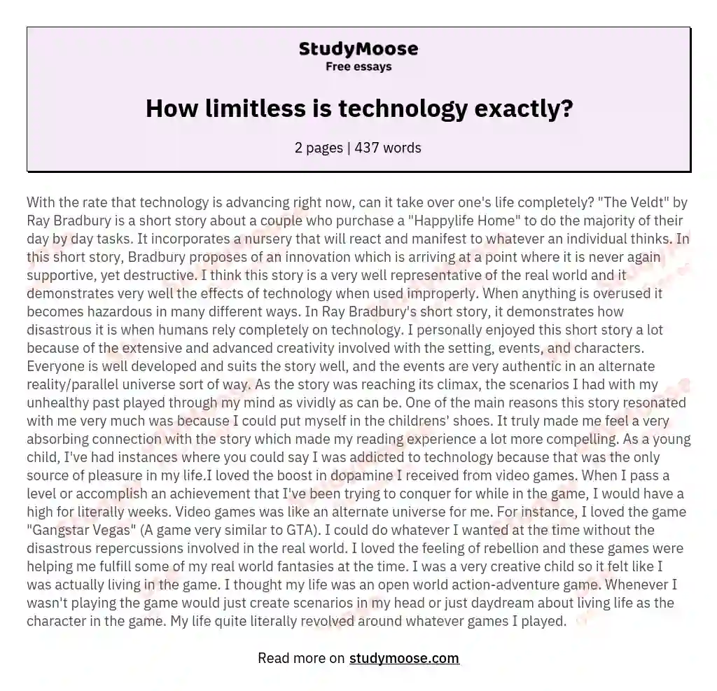 How limitless is technology exactly? essay