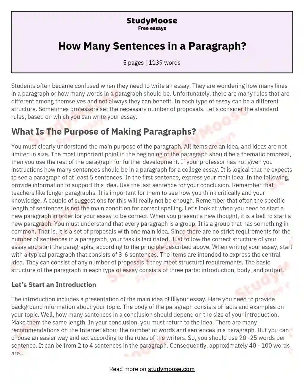 How Many Sentences in a Paragraph? essay