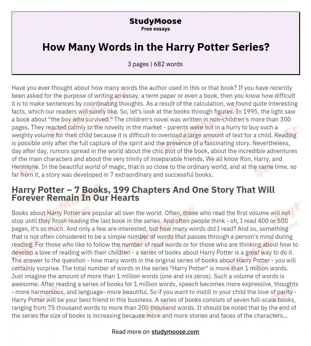 How Many Words in the Harry Potter Series? essay