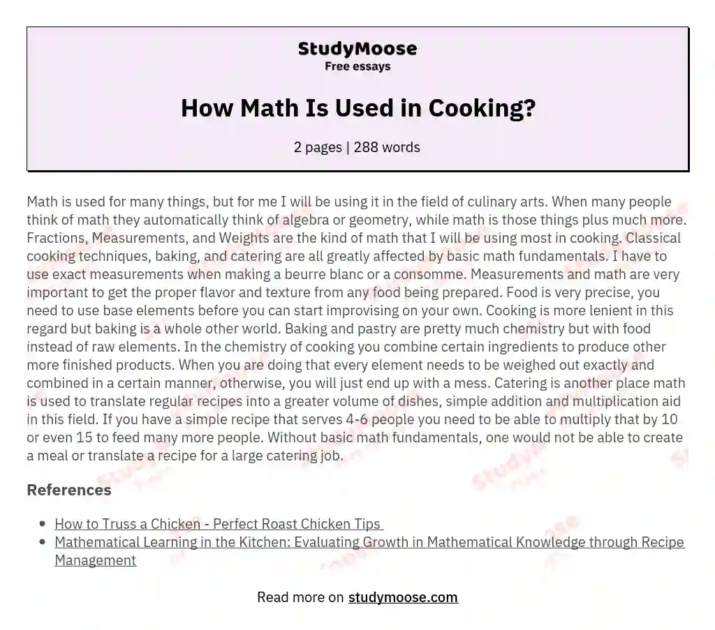 How Math Is Used in Cooking? essay
