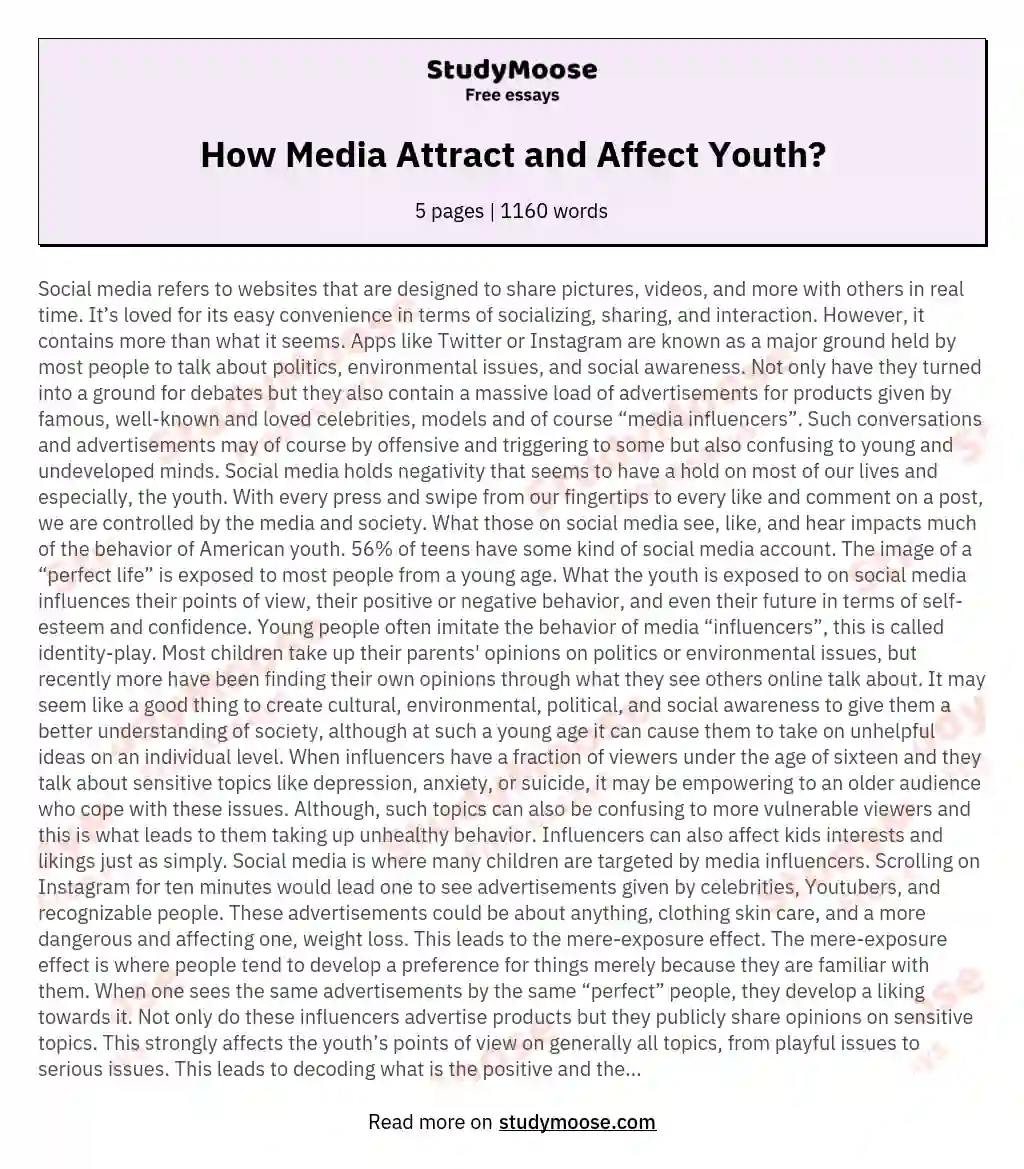 How Media Attract and Affect Youth? essay